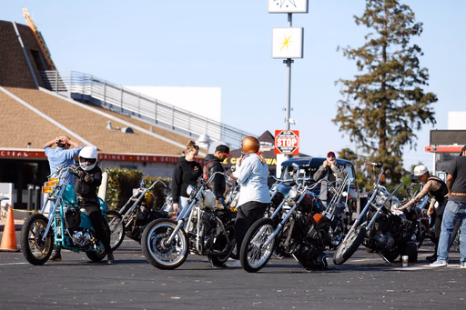 Row of custom choppers